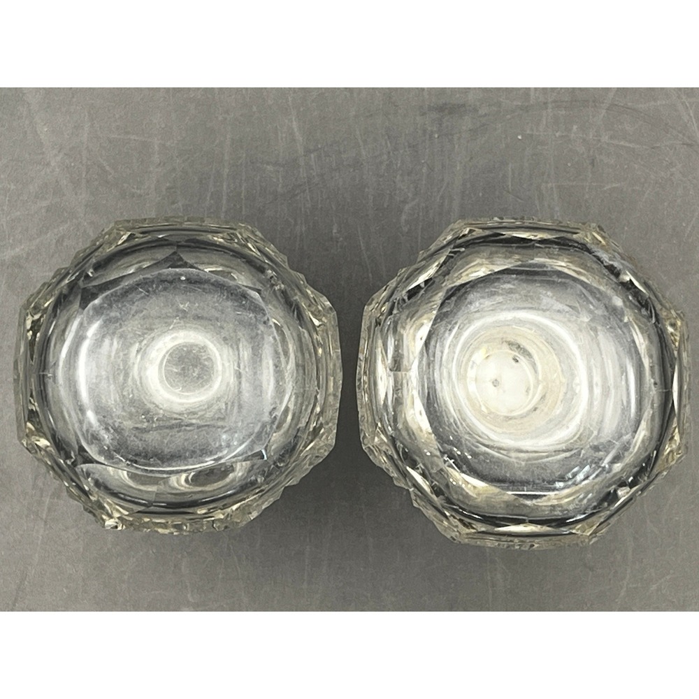 Vtg Heavy EAPG Salt & Pepper Shakers Metal top mother-of-pearl inlay (as is) - Picture 4 of 4